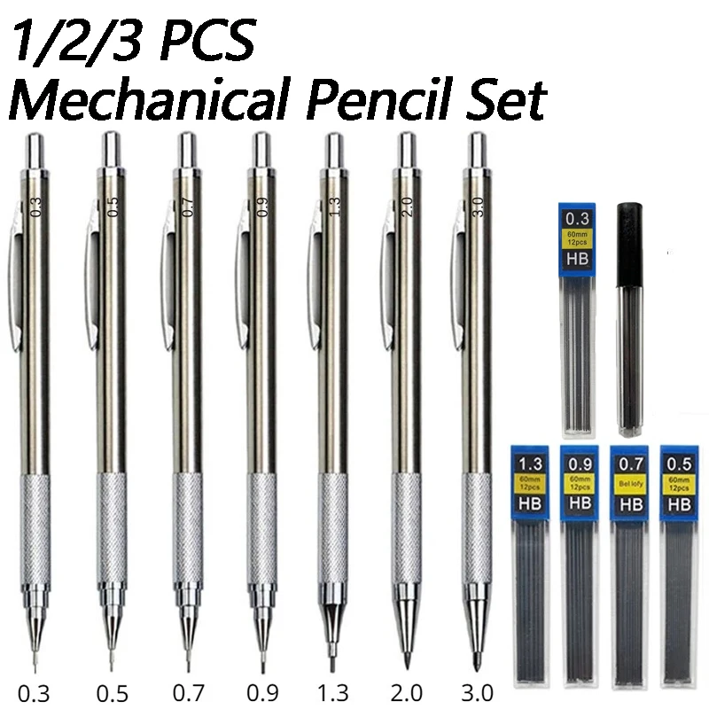 Mechanical Pencil 0.3 - 1/2/3 PCS 금속 드로잉 연필 0.3