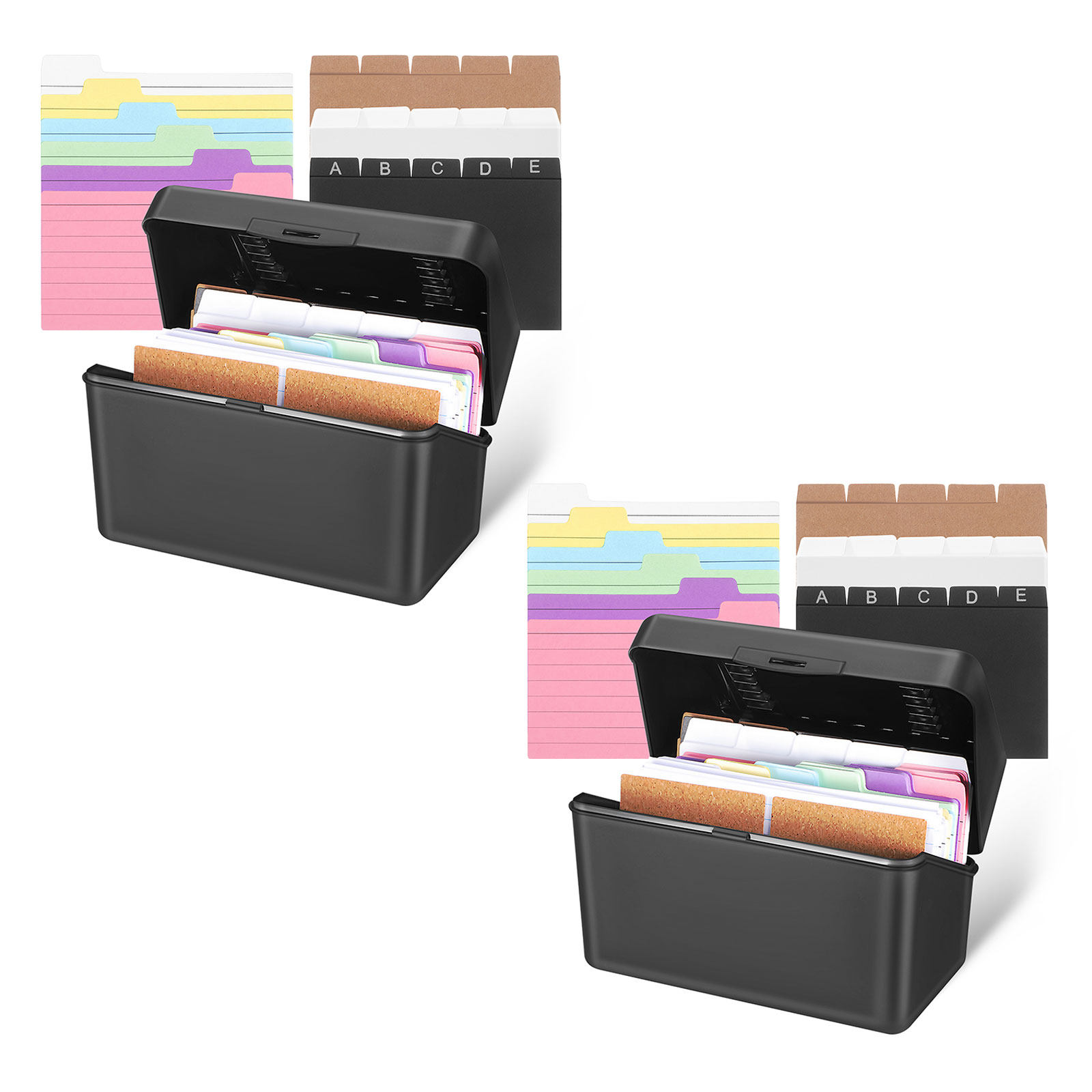 2세트 데스크탑 카드 보관함 블랙 인덱스 카드 정리 키 - Card Index Box 리뷰 및 가격