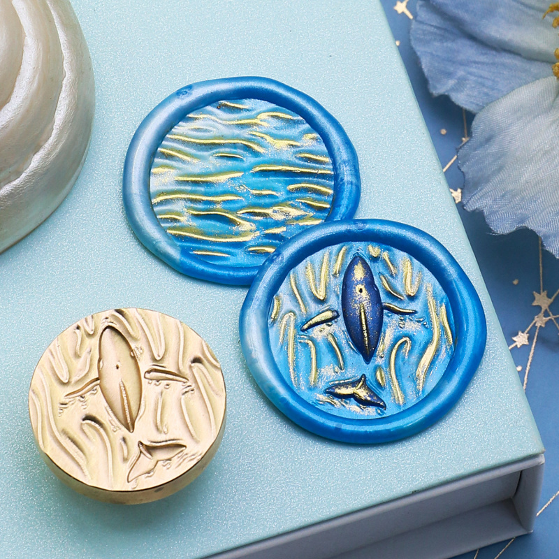 워터 플라워 릴리프 시리즈 왁스 씰 스탬프 웨이브 고래 - Wax Seal Stamp Set 리뷰 및 가격