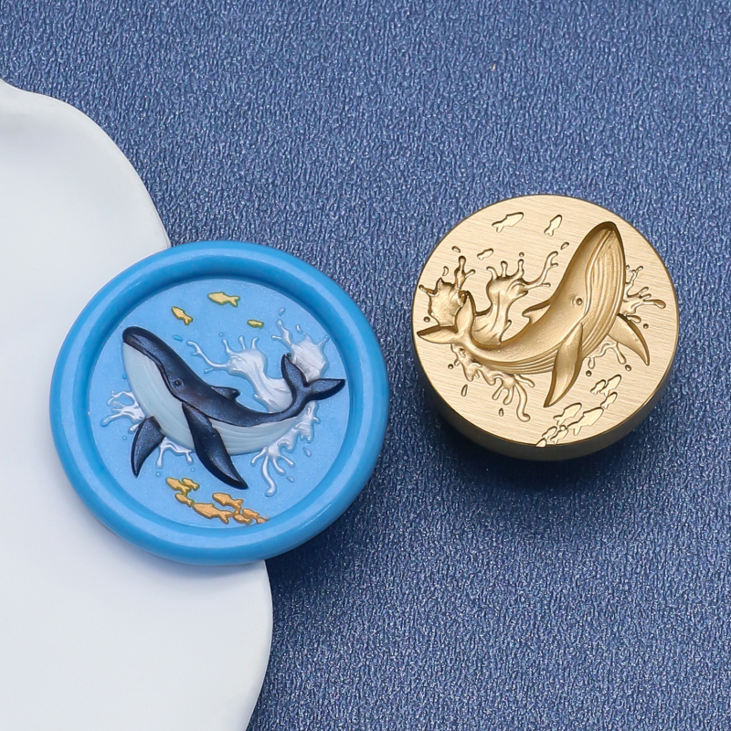 워터 플라워 릴리프 시리즈 왁스 씰 스탬프 웨이브 고래 - Wax Seal Stamp Set 리뷰 및 가격