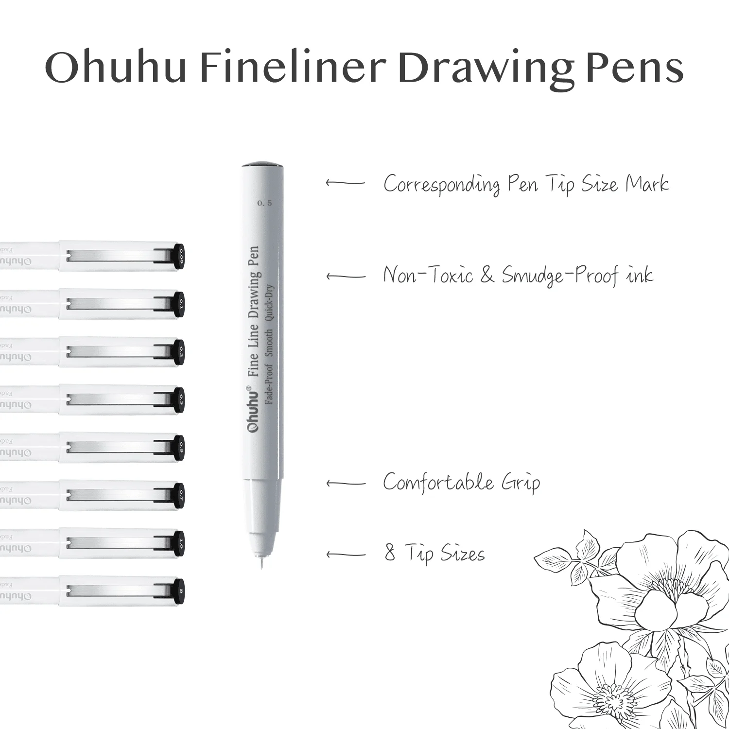 Ohuhu 마이크로 펜 Fineliner 드로잉 펜 8 - Correction Pen Fine 리뷰 및 가격