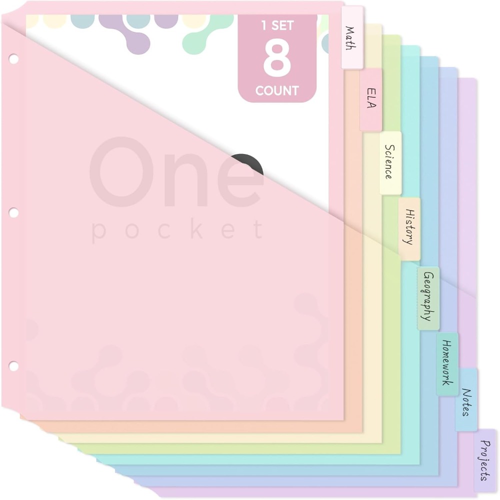 8개입 내구성 있는 A4 파스텔 바인더 디바이더 8탭  - Tab Divider A4 리뷰 및 가격